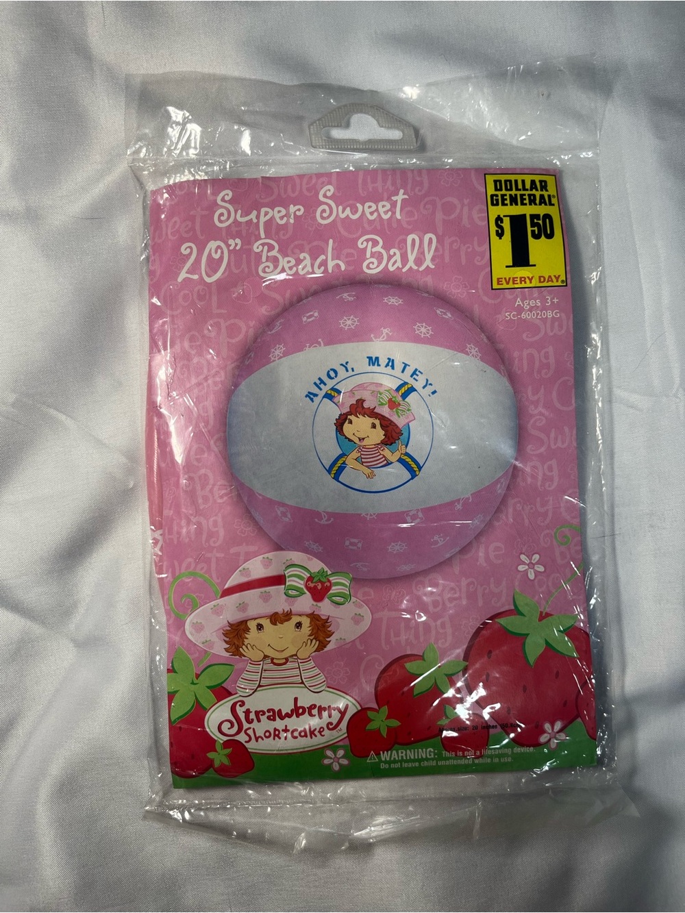 2007 Strawberry Shortcake Ahoy Matey 20” Beach Ball NEW Sealed Super Sweet‎